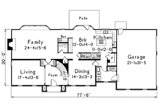Floor Plan - Main Floor for Colonial House Plan #57-218 - 4 bed, 3.5 bath