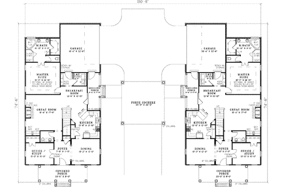 Floor Plan - Main Floor for Southern House Plan #17-2263 - 3 bed, 3.5 bath