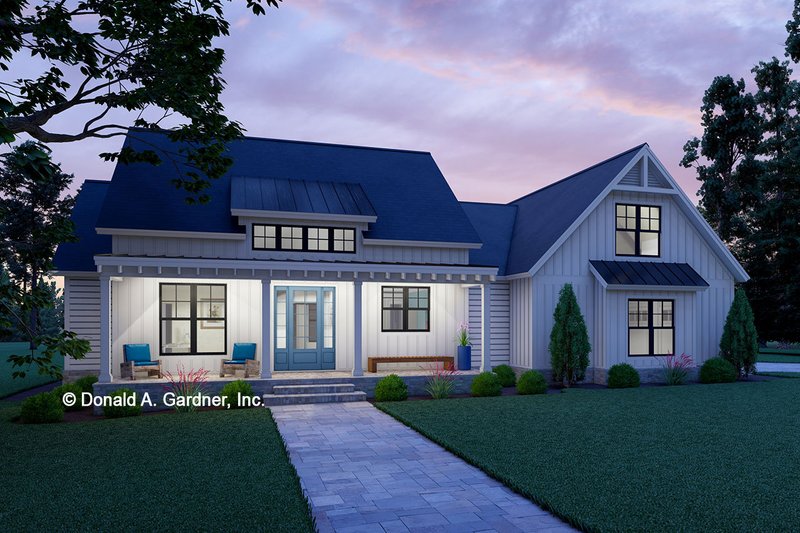 House Blueprint - Exterior - Front Elevation 3 for Farmhouse House Plan #929-1171 - 3 bed, 2 bath