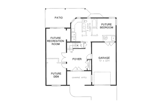 Floor Plan - Lower Floor for European House Plan #18-9130 - 3 bed, 2 bath