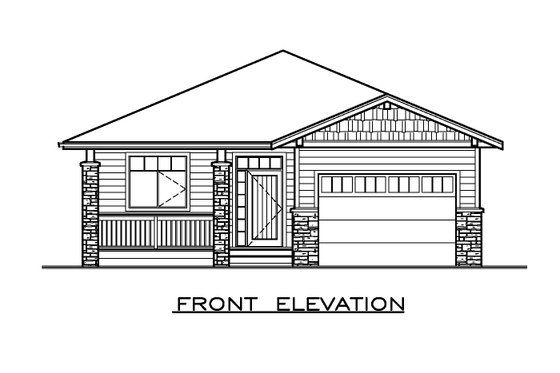 Exterior - Front Elevation 3 for Craftsman House Plan #1100-7 - 2 bed, 2 bath