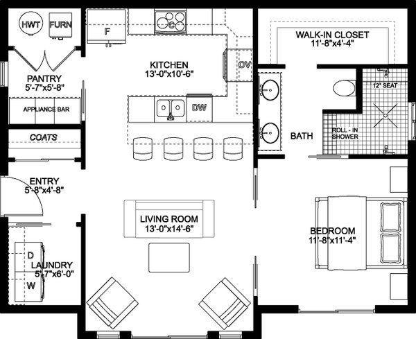 Cottage Floor Plan - Main Floor Plan #126-222