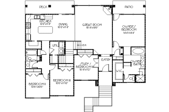 Floor Plan - Main Floor for Traditional House Plan #24-223 - 6 bed, 3 bath