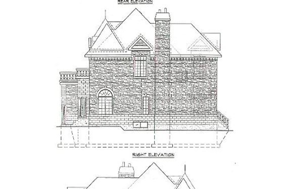 Exterior - Rear Elevation for European House Plan #25-276 - 4 bed, 4 bath
