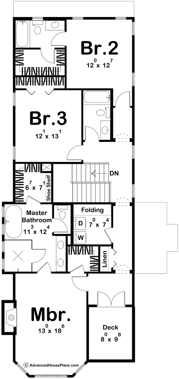 European Floor Plan - Upper Floor Plan #455-588
