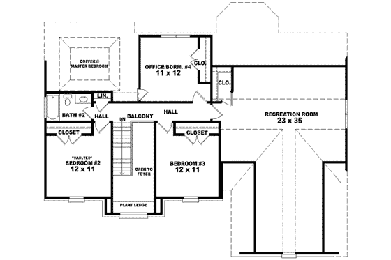 Floor Plan - Upper Floor for European House Plan #81-806 - 3 bed, 2.5 bath