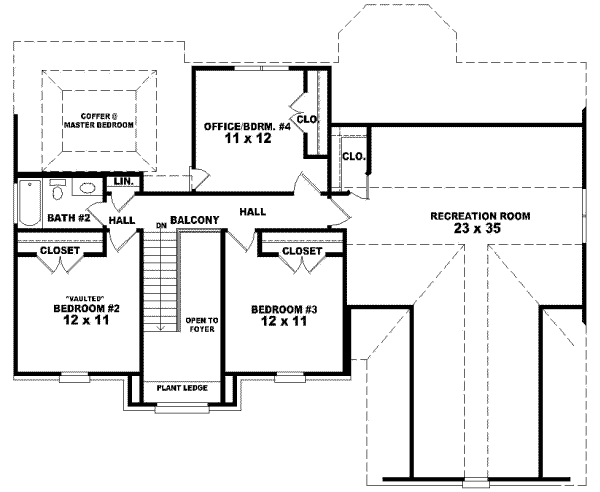 Floor Plan - Upper Floor for European House Plan #81-806 - 3 bed, 2.5 bath