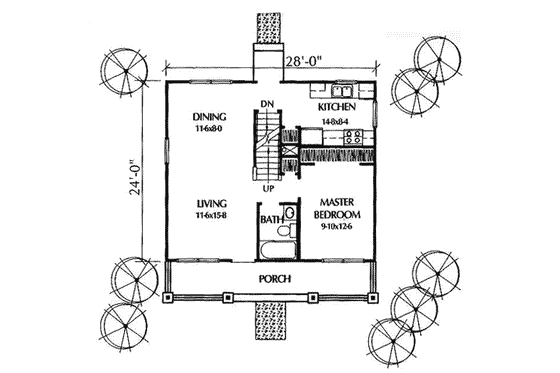 Floor Plan - Main Floor for Cottage House Plan #50-219 - 3 bed, 2 bath
