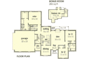 European Style House Plan - 3 Beds 2 Baths 1556 Sq/Ft Plan #16-120 
