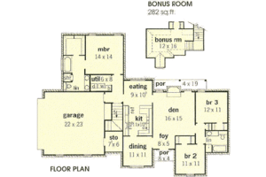 Floor Plan - Main Floor for European House Plan #16-120 - 3 bed, 2 bath