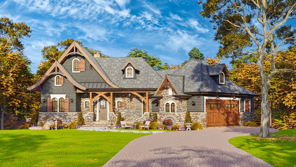 Exterior - Front Elevation 2 for Craftsman House Plan #54-709 - 3 bed, 3 bath