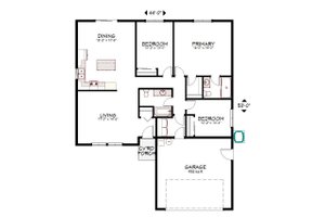 Floor Plan - Main Floor for Ranch House Plan #943-59 - 3 bed, 2 bath