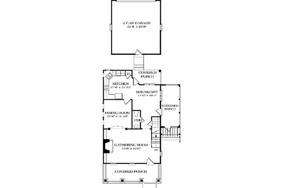 Floor Plan - Main Floor for Colonial House Plan #453-1 - 3 bed, 2.5 bath