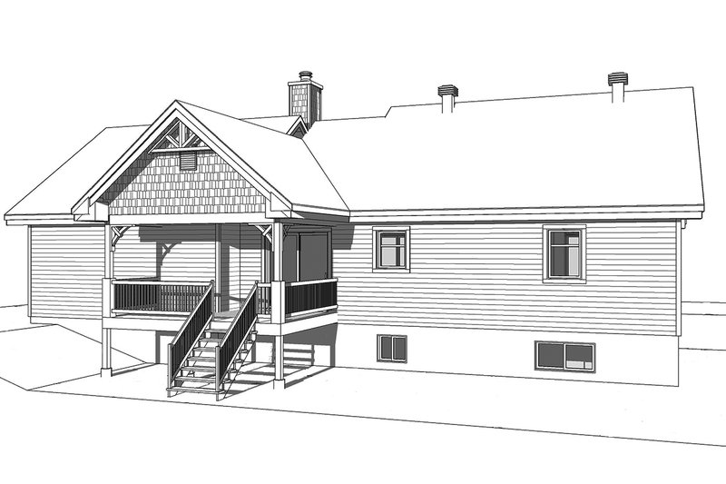 House Blueprint - Exterior - Rear Elevation for Ranch House Plan #23-2665 - 2 bed, 1 bath