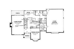 Floor Plan - Main Floor for Colonial House Plan #20-339 - 3 bed, 3.5 bath