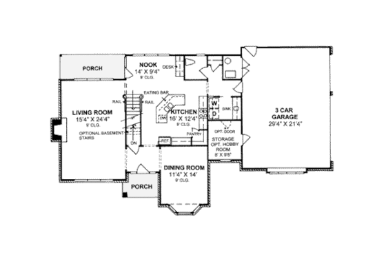 Floor Plan - Main Floor for Colonial House Plan #20-339 - 3 bed, 3.5 bath