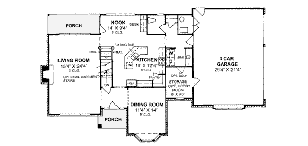 Architectural House Design - Colonial Floor Plan - Main Floor Plan #20-339