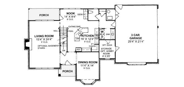 House Plan Design - Colonial Floor Plan - Main Floor Plan #20-339