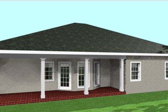 Exterior - Rear Elevation for Southern House Plan #44-133 - 3 bed, 2 bath