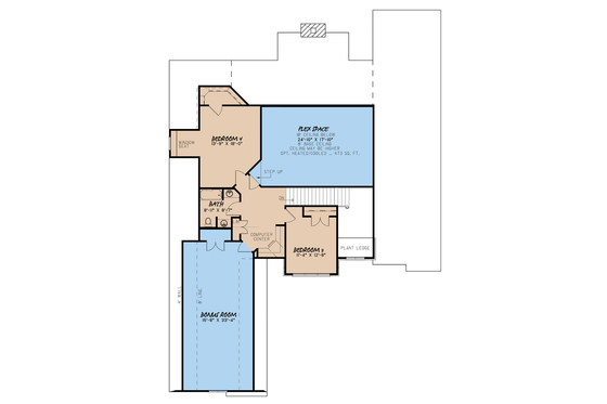 Floor Plan - Upper Floor for European House Plan #923-31 - 4 bed, 3.5 bath