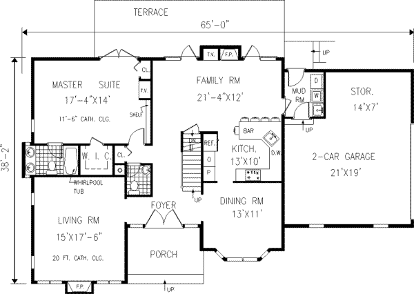 Home Plan - Ranch Floor Plan - Main Floor Plan #3-182