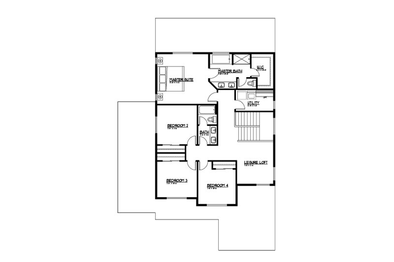 House Blueprint - Floor Plan - Upper Floor for Farmhouse House Plan #569-88 - 4 bed, 3 bath