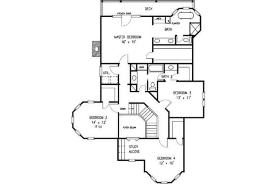Floor Plan - Upper Floor for Victorian House Plan #410-150 - 4 bed, 2.5 bath
