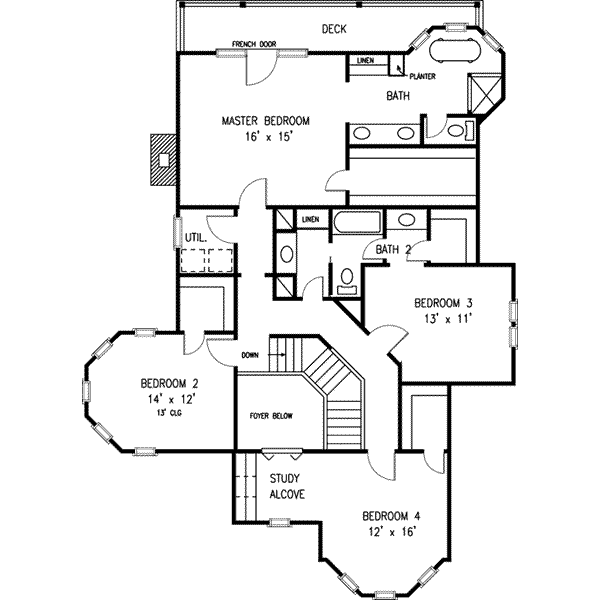 Victorian Floor Plan - Upper Floor Plan #410-150
