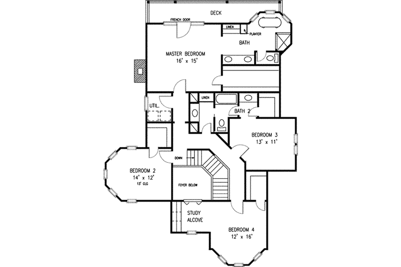 House Design - Floor Plan - Upper Floor for Victorian House Plan #410-150 - 4 bed, 2.5 bath
