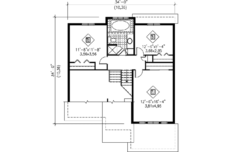 Dream House Plan - Floor Plan - Upper Floor for Modern House Plan #25-3041 - 3 bed, 1.5 bath