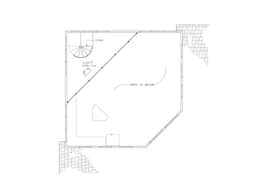 Floor Plan - Upper Floor for Southern House Plan #8-238 - 2 bed, 1 bath