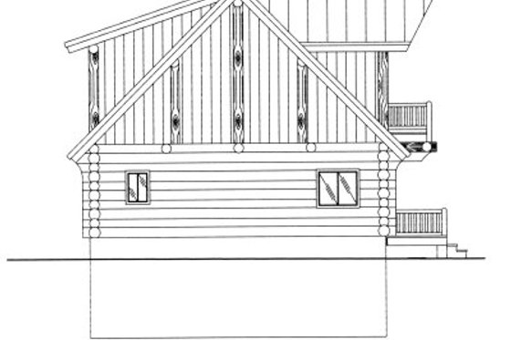 Exterior - Rear Elevation for Log House Plan #117-412 - 3 bed, 2.5 bath