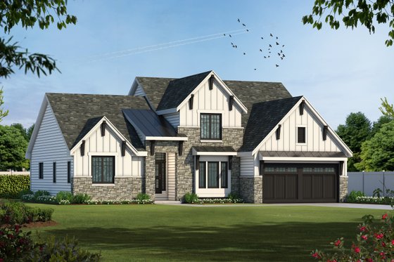 Exterior - Front Elevation 3 for Craftsman House Plan #20-2146 - 4 bed, 2.5 bath