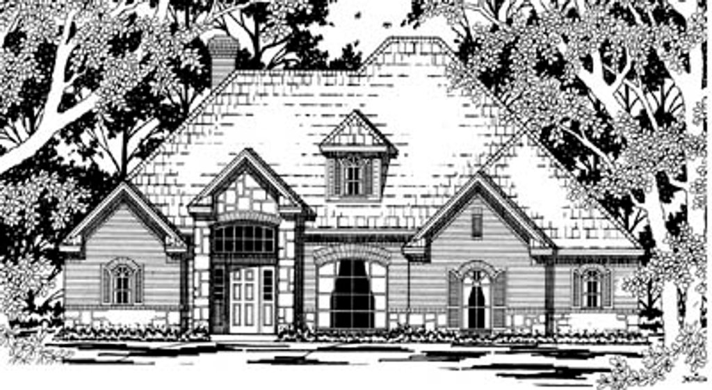 Exterior - Front Elevation 2 for European House Plan #42-260 - 3 bed, 2 bath