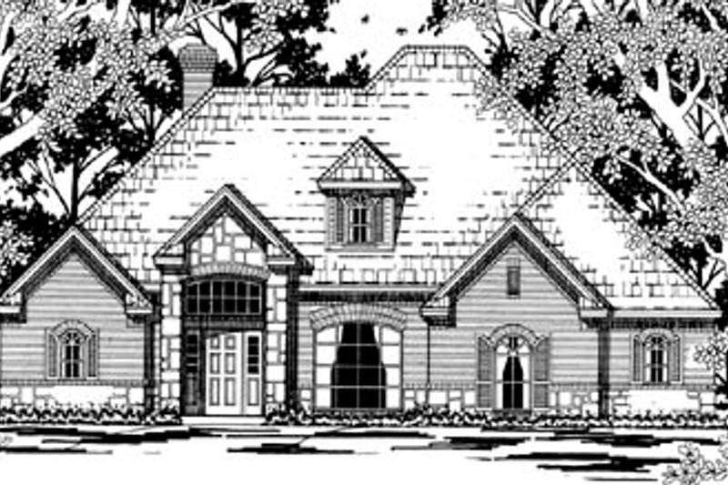 Exterior - Front Elevation 2 for European House Plan #42-260 - 3 bed, 2 bath