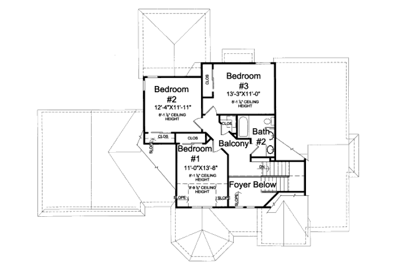 Architectural House Design - Floor Plan - Upper Floor for Country House Plan #46-460 - 4 bed, 2.5 bath