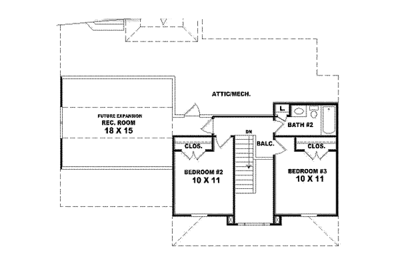 Floor Plan - Upper Floor for Country House Plan #81-467 - 3 bed, 2.5 bath