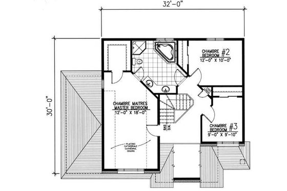 Floor Plan - Upper Floor for European House Plan #138-226 - 3 bed, 1.5 bath