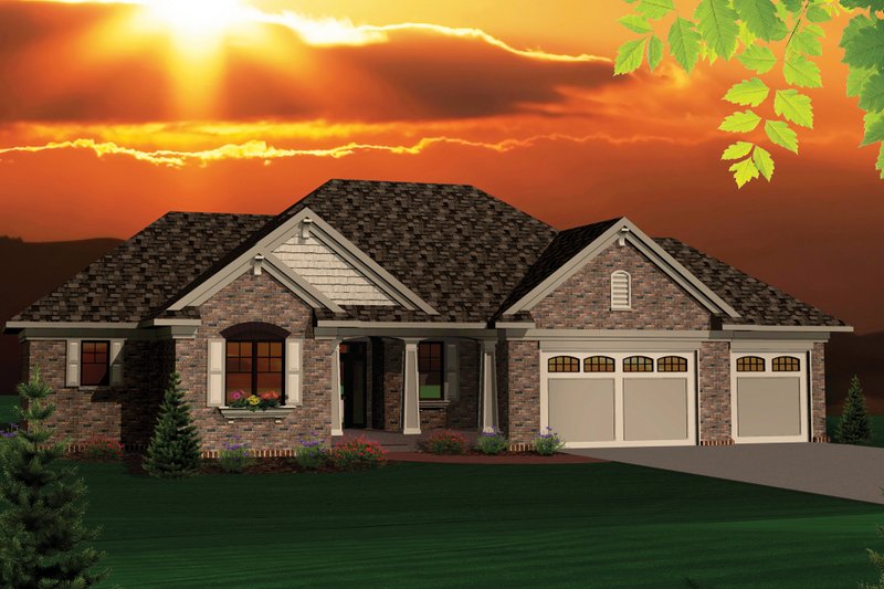 Architectural House Design - Ranch Exterior - Front Elevation Plan #70-1046