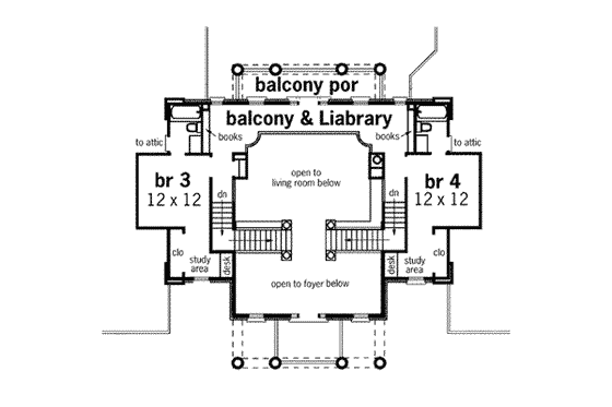 Floor Plan - Upper Floor for Southern House Plan #45-176 - 4 bed, 5 bath