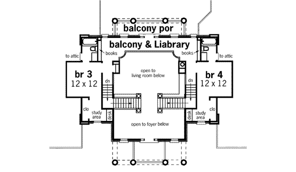 Southern Floor Plan - Upper Floor Plan #45-176