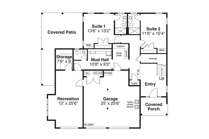 Architectural House Design - Floor Plan - Main Floor for Craftsman House Plan #124-1378 - 4 bed, 5 bath