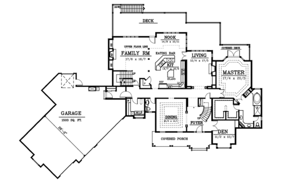 Floor Plan - Main Floor for Traditional House Plan #100-205 - 4 bed, 2.5 bath