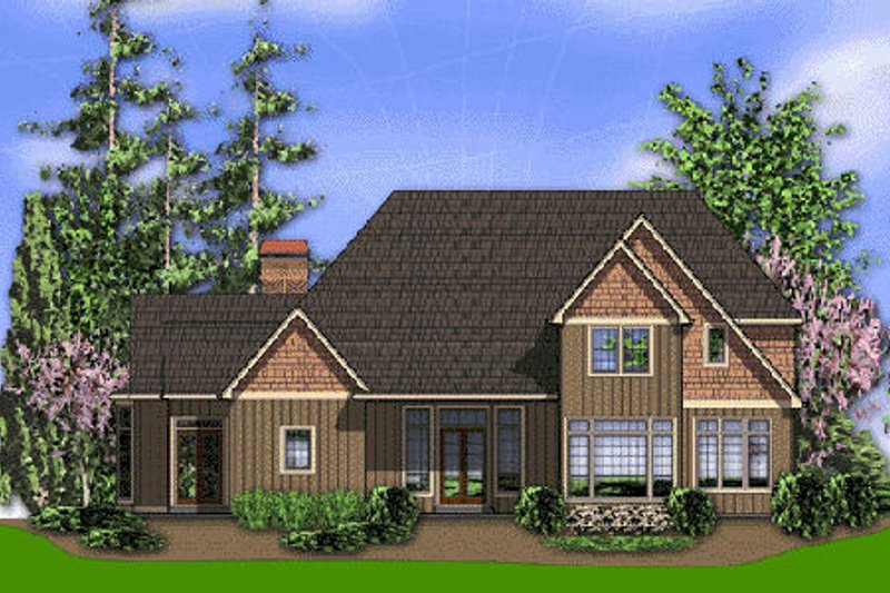 Home Plan - Exterior - Rear Elevation for European House Plan #48-358 - 4 bed, 4.5 bath