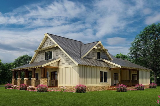 Exterior - Rear Elevation for Craftsman House Plan #923-240 - 3 bed, 2.5 bath