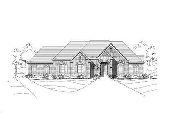 Exterior - Front Elevation for European House Plan #411-423 - 4 bed, 3 bath