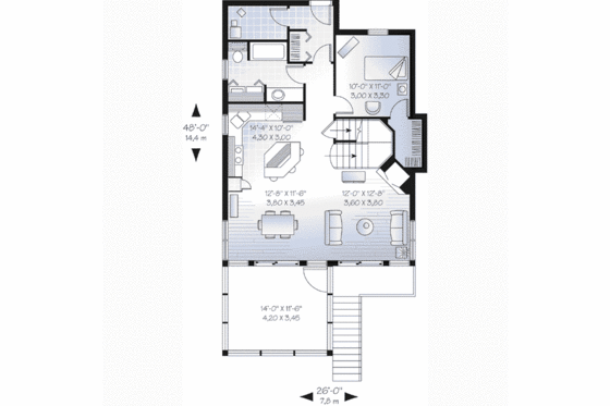 Floor Plan - Main Floor for Farmhouse House Plan #23-495 - 3 bed, 2 bath