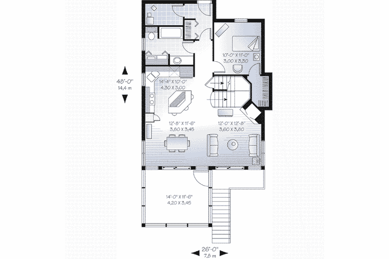 Dream House Plan - Floor Plan - Main Floor for Farmhouse House Plan #23-495 - 3 bed, 2 bath