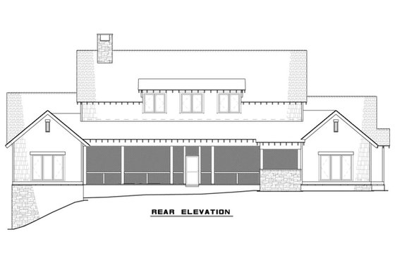 Exterior - Rear Elevation 4 for Craftsman House Plan #17-3419 - 3 bed, 3 bath