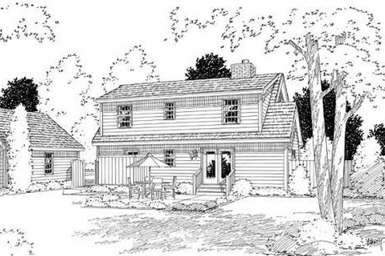 Exterior - Rear Elevation for Colonial House Plan #312-447 - 3 bed, 2.5 bath